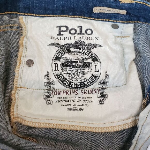 Polo Ralph Lauren Tompkins Skinny Fit Womens Size 30 Blue Denim Jeans 32x29 - Picture 3 of 14